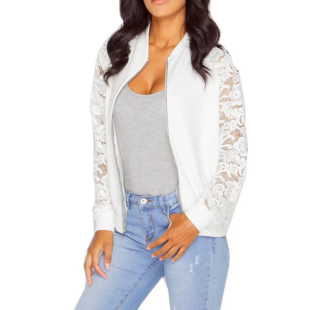 Casual Lace Charm Jacket- Black